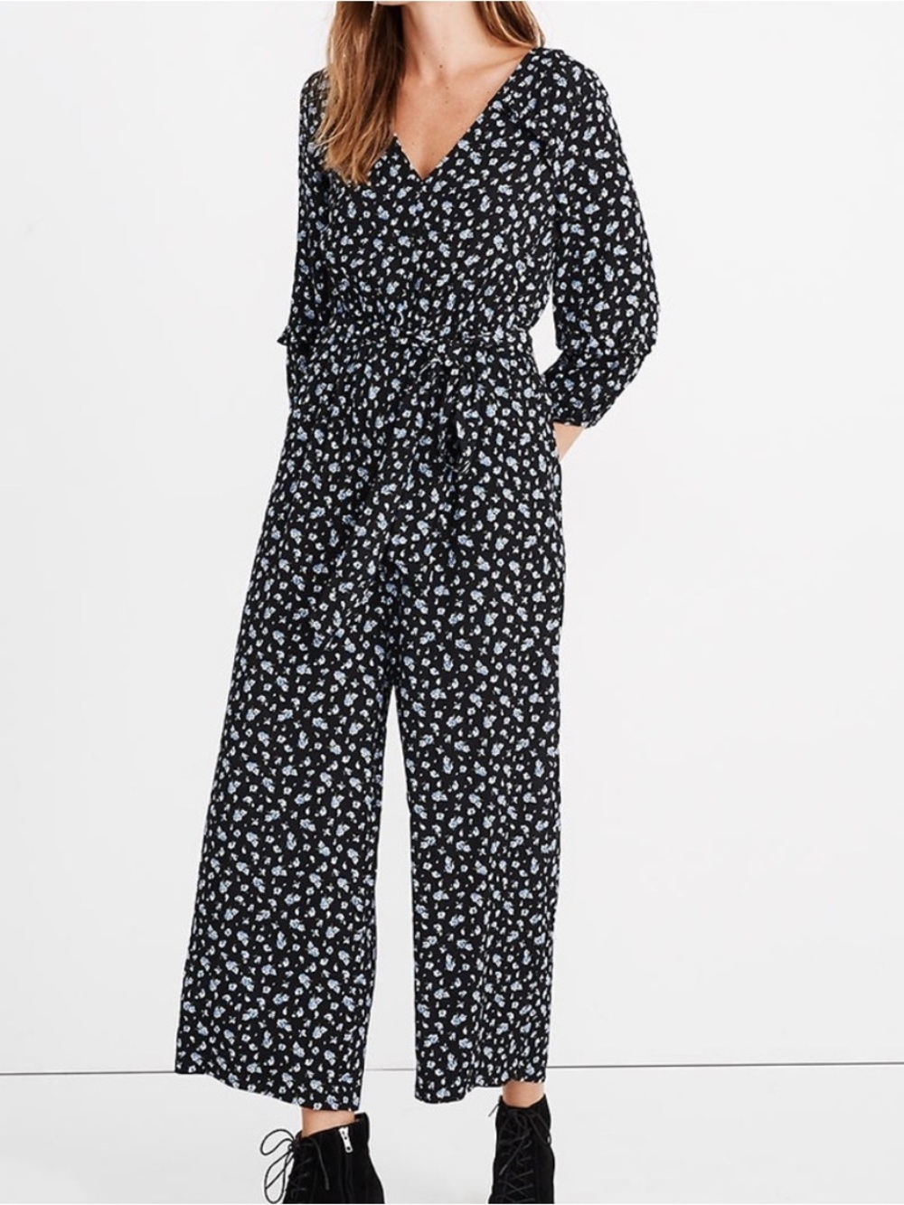 MADEWELL Ruffle Sleeve Tie
Waist Jumpsuit | Size M